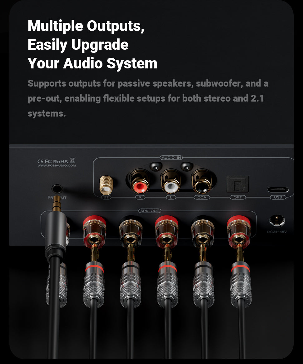 Fosi Audio MC351 2.1 Bluetooth Stereo Amp with DAC for Home Audio