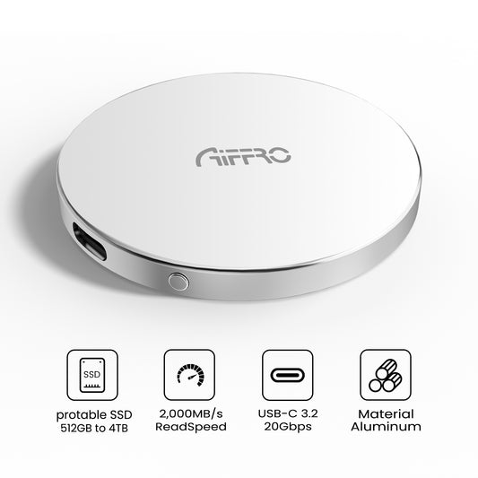 Aiffro P10 Magnetic Portable Solid State Drive, MagSafe Compatible, Up To 2000MB/S