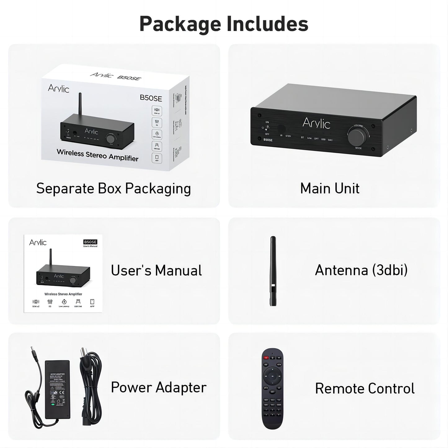 Arylic B50 SE Bluetooth 50W x 2 Audio Amplifier Receiver