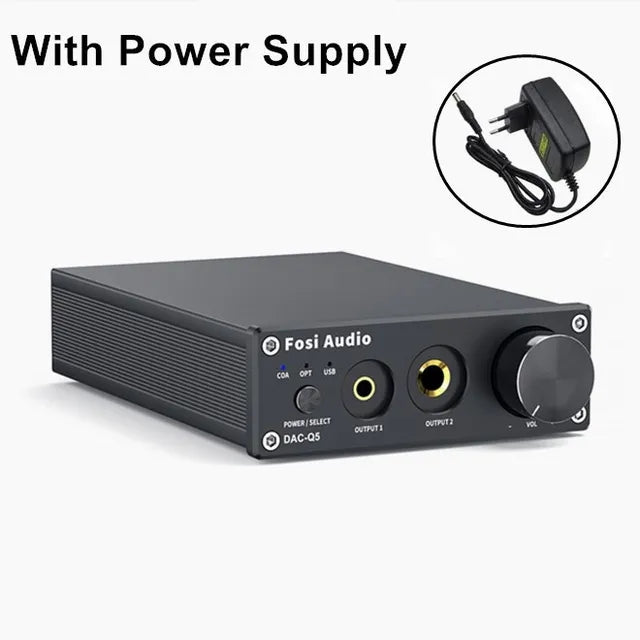 Fosi Audio Q5 DAC Converter Digital-to-Analog Adapter Decoder & Headphone Amplifier