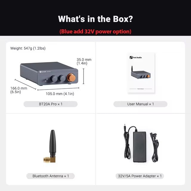 Fosi Audio BT20A Pro 300W x2 Bluetooth HiFi Stereo Amplifier