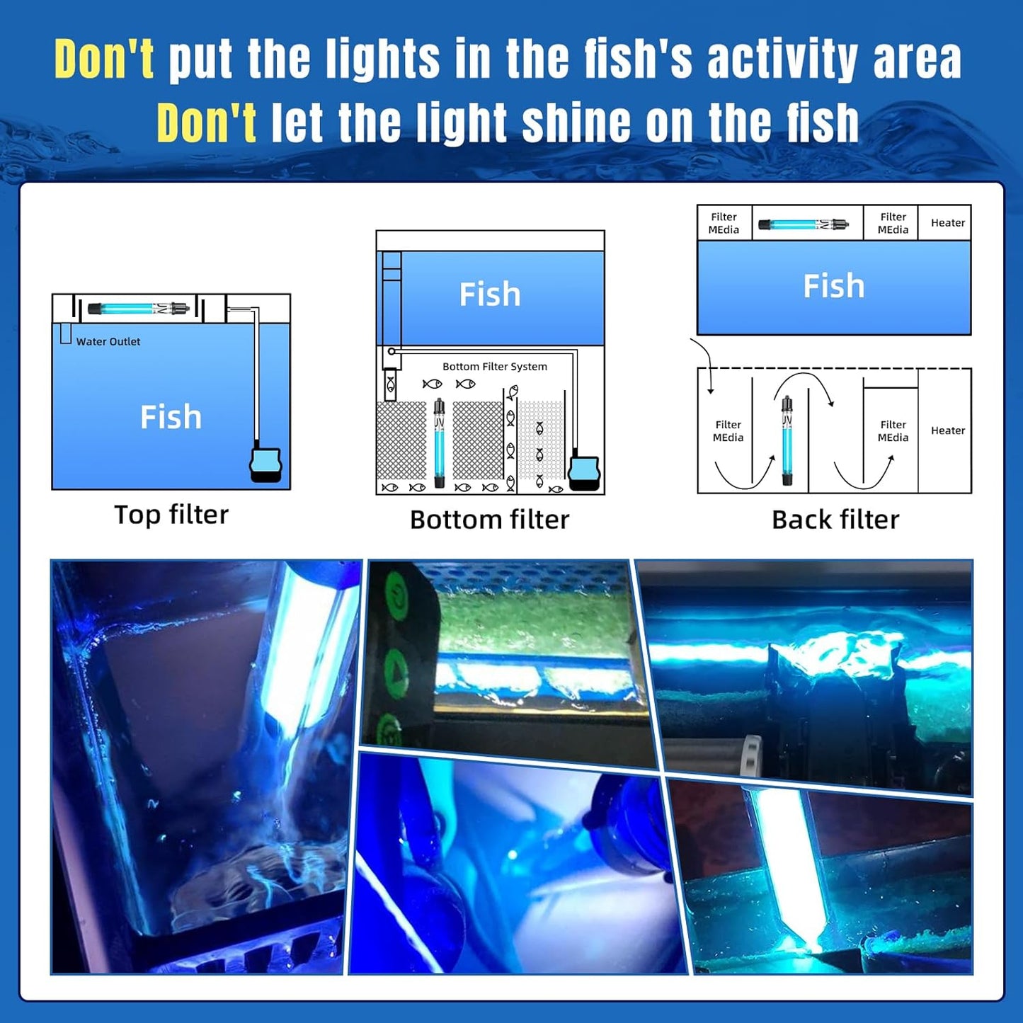 13W Aquarium UV Cleaning Light – Premium Silica Glass, Cylindrical, Transparent Design