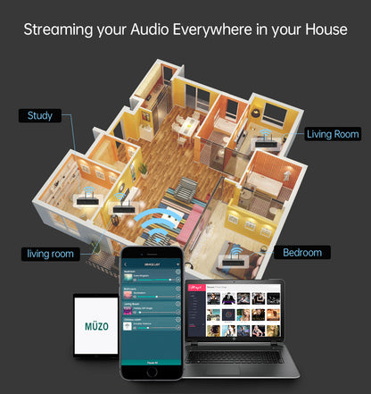 Emiuzek WA60 60W WiFi and Bluetooth HiFi Stereo Class D Digital Multi-Room Amplifier