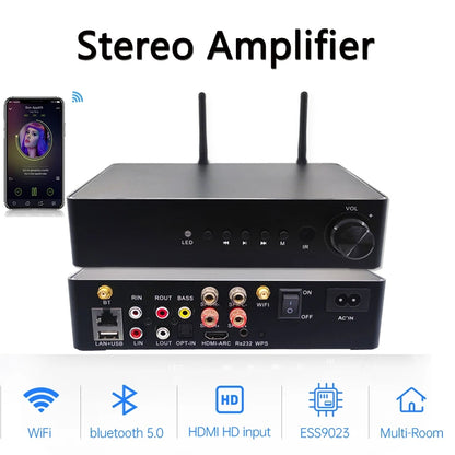 Emiuzek WA60 60W WiFi and Bluetooth HiFi Stereo Class D Digital Multi-Room Amplifier