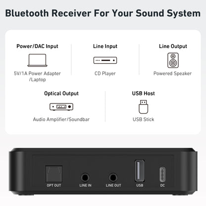 Arylic BR10 Wireless Bluetooth Audio Hub with Remote Control