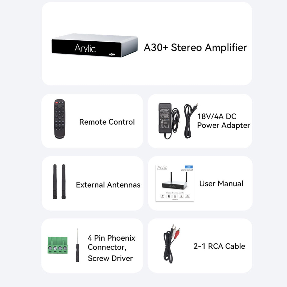 Arylic A30+ Mini Amplifier with TPA3116 Multi-room Streaming APP control