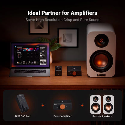 Fosi Audio SK02 DAC Amp Headphone Amplifier Desktop