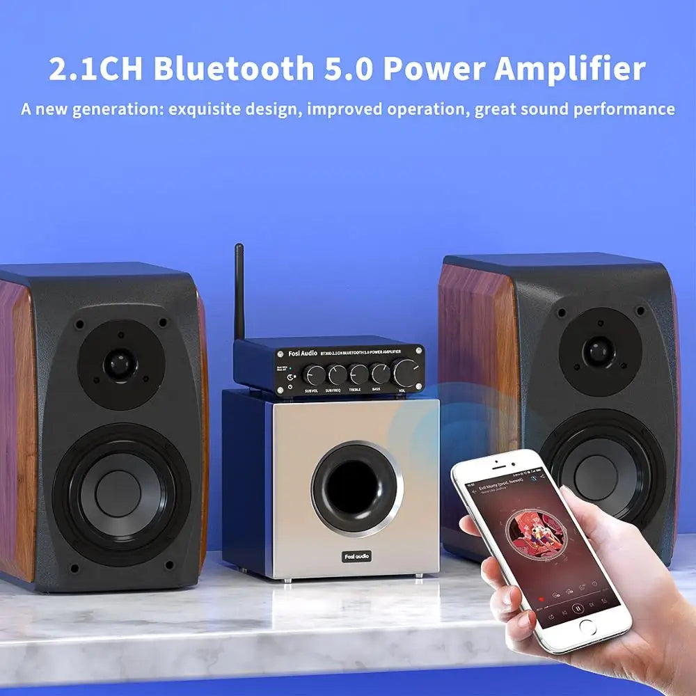 Fosi Audio BT30D 2.1 Channel Bluetooth Amplifier with Subwoofer Support